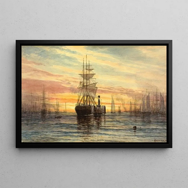 Scene of Port - Thomas Moran — framed artwork on a wall