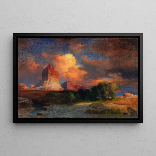 Cloud at Sunset Green River Wyoming - Thomas Moran — framed artwork on a wall