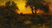 Landschapschilderij bij schemering, vlucht naar Egypte - Thomas Moran — weergave van het kunstwerk