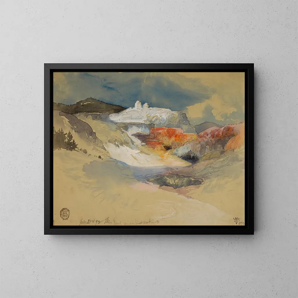 Yellowstone Hot Springs Painting - Thomas Moran — framed artwork on a wall