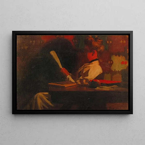 a woman reading indoors - Thomas Pollock Anshutz — framed artwork on a wall