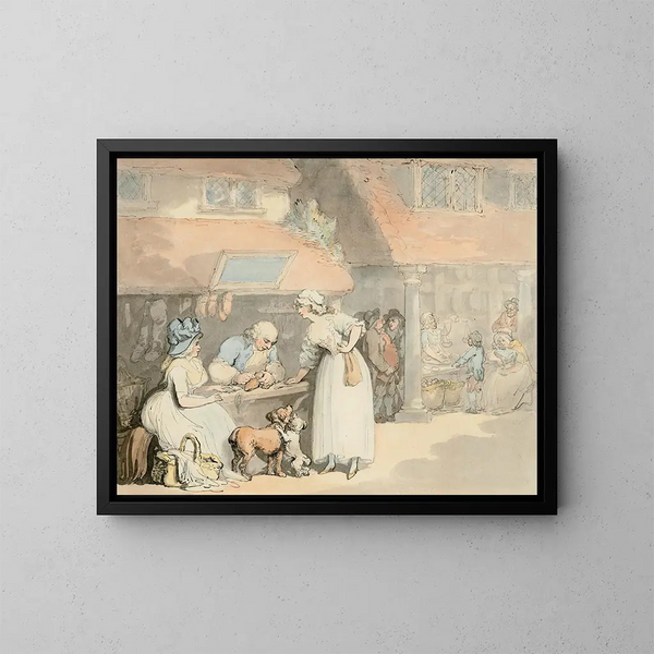 At the Shoemaker's - Thomas Rowlandson — framed artwork on a wall