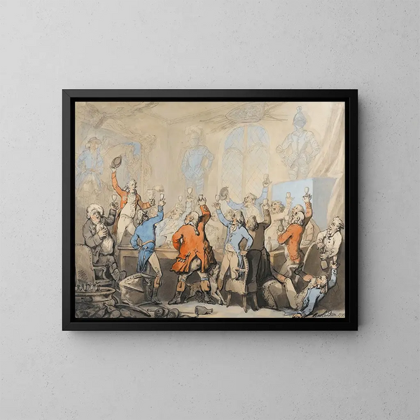 The Hunting Dinner - Thomas Rowlandson — framed artwork on a wall