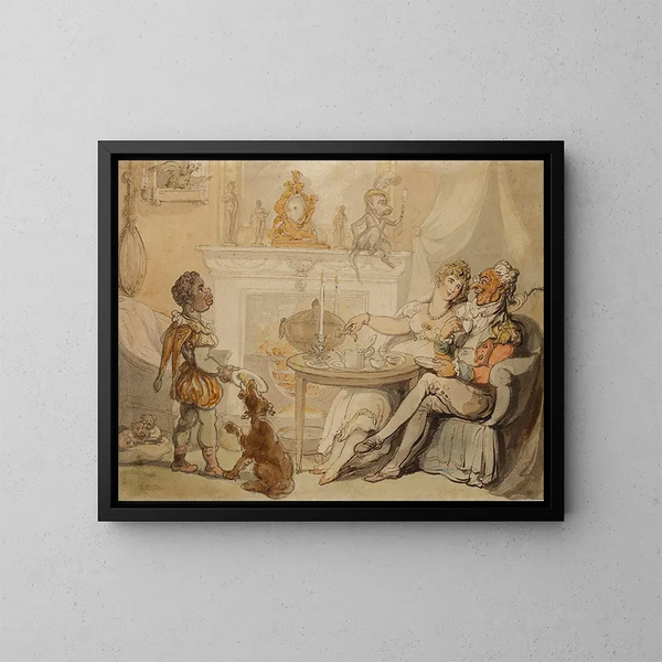 The Tea Ceremony - Thomas Rowlandson — framed artwork on a wall