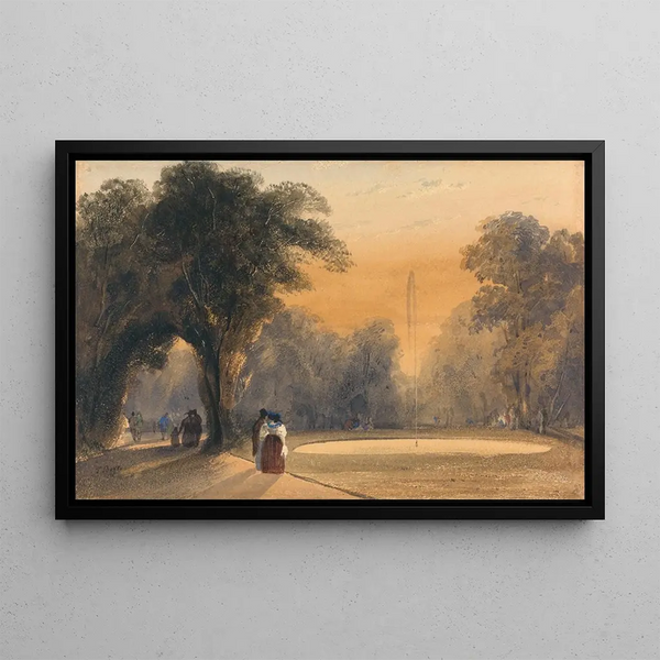 Fontaine in de tuinen van Parijs 's avonds - Thomas Shotter Boys — ingelijst kunstwerk aan de muur