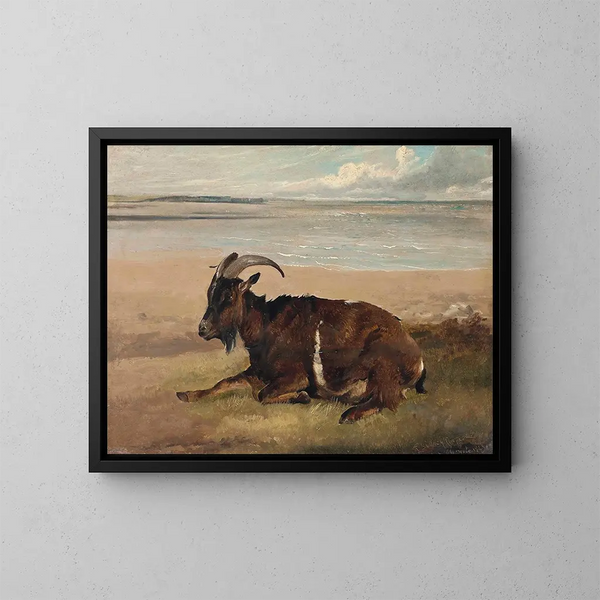 A goat by the sea in Margate - Thomas Sidney Cooper — framed artwork on a wall