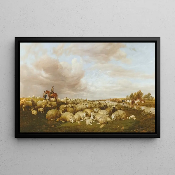Averses d'avril - Thomas Sidney Cooper — framed artwork on a wall