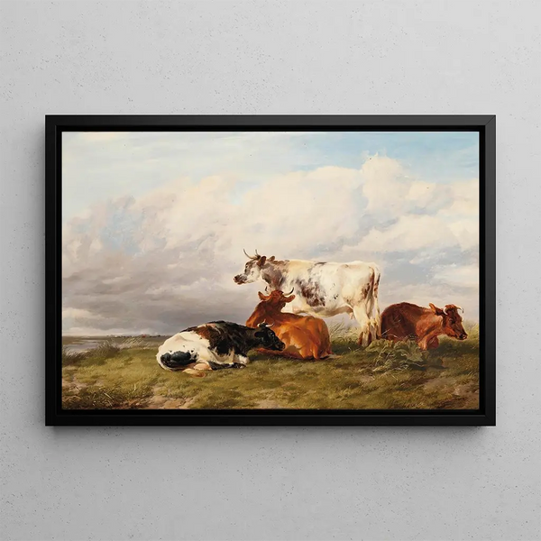 Dans les prés à midi - Thomas Sidney Cooper — framed artwork on a wall