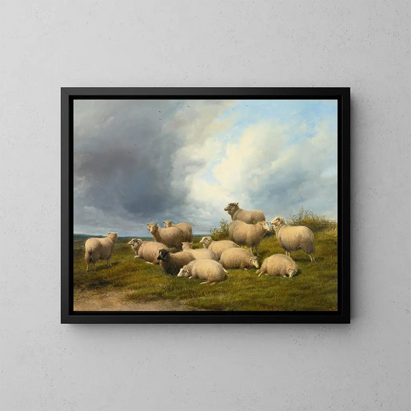 Sheep in a Field - Thomas Sidney Cooper — framed artwork on a wall