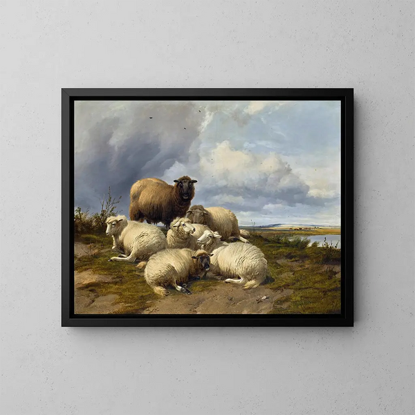 The storm rising in the Canterbury plains - Thomas Sidney Cooper — framed artwork on a wall