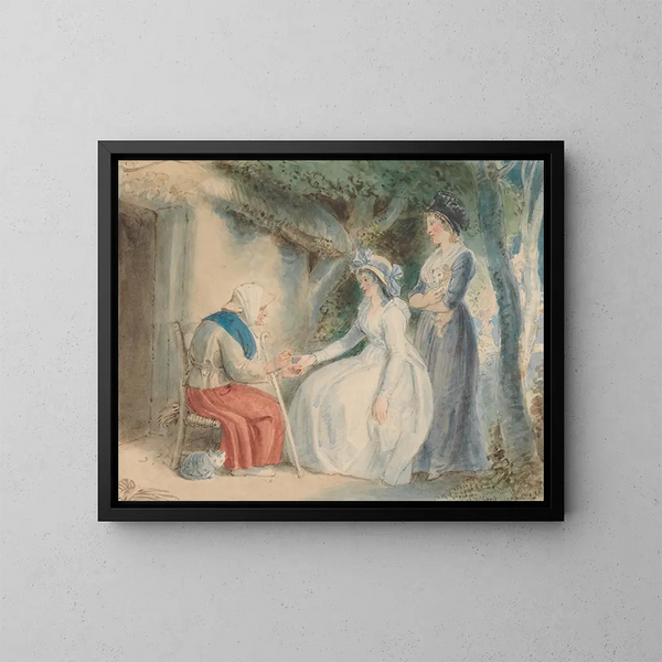La diseuse de bonne aventure - Thomas Stothard — framed artwork on a wall