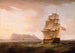Een Brits oorlogsschip voor de rots van Gibraltar - Thomas Whitcombe — weergave van het kunstwerk