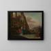 Elegante figuren waaronder een man in een Turks kostuum op de kade van een mediterraan haven - Thomas Wijck — ingelijst kunstwerk aan de muur