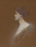 Portret van een vrouw - Thomas Wilmer Dewing — weergave van het kunstwerk