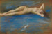 van een jonge naakte vrouw liggend - Thomas Wilmer Dewing — weergave van het kunstwerk