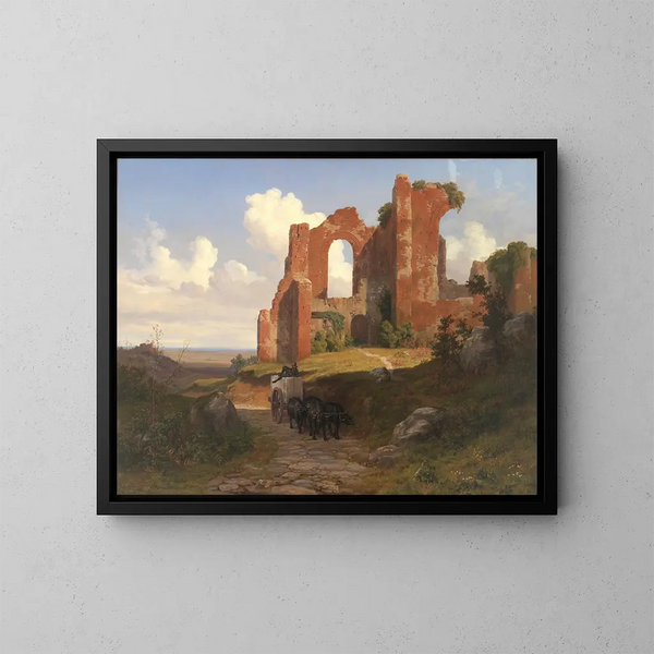 View of the Baths of Caracalla in Rome - Thorald Læsøe — framed artwork on a wall