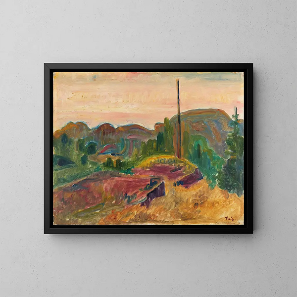 Evening Landscape Painting - Thorvald Erichsen — framed artwork on a wall