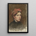 Portrait of a young woman with a red scarf - Thérèse Schwartze — framed artwork on a wall