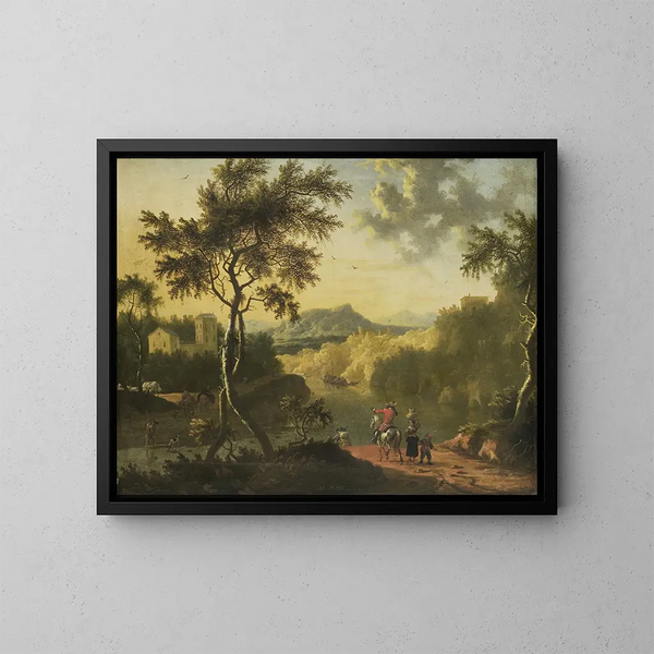 Italiaans landschap - Timotheus de Graef — ingelijst kunstwerk aan de muur
