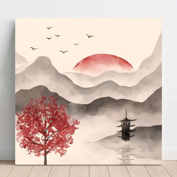 Reproductie van het schilderij Aziatische kunstdruk schilderij - Herfstschitteringen