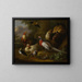 van een schilderij met pauwen, fazanten, kippen, patrijzen en een tadorne in een landschap - Tobias Stranover — ingelijst kunstwerk aan de muur