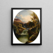 Landschapschilderij met weelderig landschap aan de rand van een waterval - Tom Seymour — ingelijst kunstwerk aan de muur