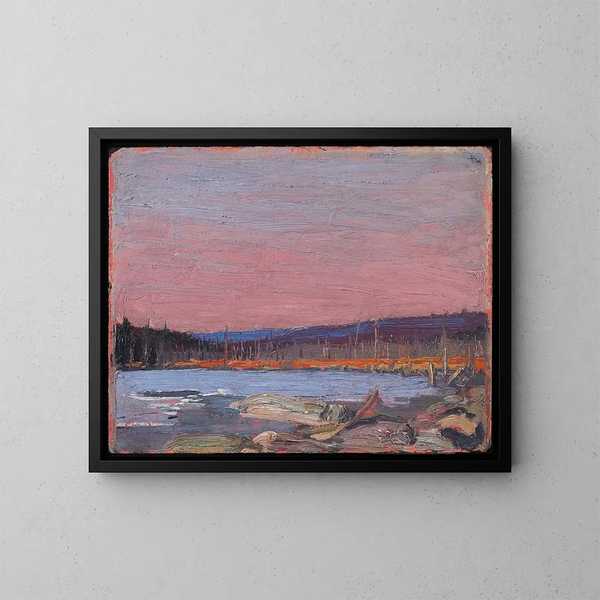 a Northern Lake - Tom Thomson — framed artwork on a wall