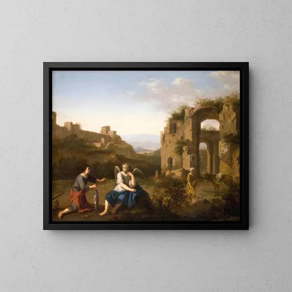 Tobie and the Angel - Toussaint Gelton — framed artwork on a wall