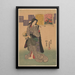 a woman in a gray dress, with loose hair - Toyokuni Utagawa — framed artwork on a wall