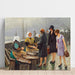 Reproductie van het schilderij Drie jonge dames kopen verse vis bij Gammel Strand - Paul Fischer