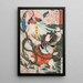 Aoyanagi Harunosuke schilderij waarin een aanvaller onder water wordt geworpen - Tsukioka Yoshitoshi — ingelijst kunstwerk aan de muur