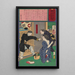 Geisha Ofusa d'Amanoya bedreigd met arrestatie wegens ongepaste vertoning op een warme avond - Tsukioka Yoshitoshi — ingelijst kunstwerk aan de muur