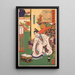 Minamoto Yorimitsu Ason die een spin observeert - Tsukioka Yoshitoshi — ingelijst kunstwerk aan de muur