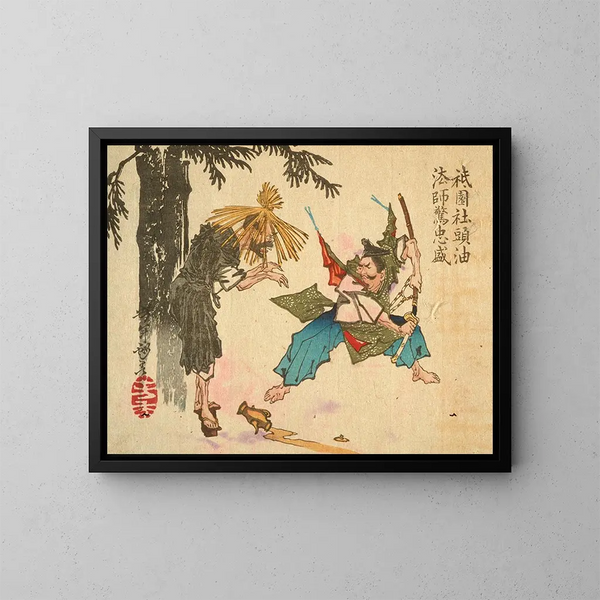Tadamori en de olievanger - Tsukioka Yoshitoshi — ingelijst kunstwerk aan de muur