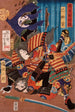 Tomoe Gozen, echtgenote van Kiso Yoshinaka, die Uchida Sabur verslaat - Tsukioka Yoshitoshi — weergave van het kunstwerk