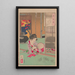 Vrouwelijk schilderij dat naar de schaduw van een dennenboomtak kijkt, geprojecteerd door de maan - Tsukioka Yoshitoshi — ingelijst kunstwerk aan de muur
