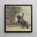 a painting of a cavalier with a tricorne and braid in the background, a canal landscape - Cornelis Troost — framed artwork on a wall