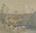 a painting of a wounded deer seeking comfort by a mountain lake - Johann Erdmann Gottlieb Prestel — artwork view