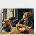 Reproduction of the painting of a boy and a girl at lunchtime - Laurits Andersen Ring