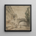 a palace with an arch bridge, a Roman villa - Hubert Robert — framed artwork on a wall