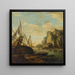 Een mediterrane kustlandschap met een schip - Salvator Rosa — ingelijst kunstwerk aan de muur