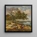 Een rivierlandschap met elegante reizigers en een bedelaar in een duinenlandschap - Jan Wijnants — ingelijst kunstwerk aan de muur