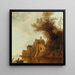 a river landscape with a fortified city and a fishing boat - Anthonie Jansz van der Croos — framed artwork on a wall