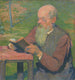 Een oude man die leest - Elemér Halsz-Hradil — weergave van het kunstwerk