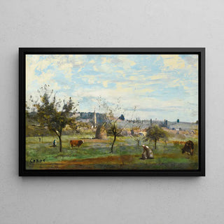 Een Dorp in de Omgeving van Mantes van Jean-Baptiste Camille Corot