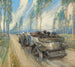 Een Hispano-Suiza in een laan van cipressen - Frederick Gordon Crosby — weergave van het kunstwerk