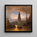 Een uitzicht op Amsterdam bij maanlicht - Elias Pieter van Bommel — ingelijst kunstwerk aan de muur
