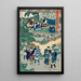 Acte VI Kampei Signerend de Rol van de Veertienenzestig Rōnin Okaru nadat ze verkocht is en in een draagstoel naar de bordeel van Kyoto wordt gebracht - Utagawa Kunisada Toyokuni III — ingelijst kunstwerk aan de muur