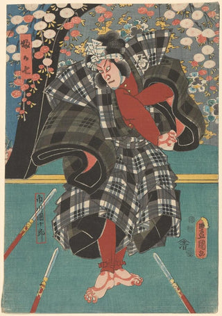 Utagawa Kunisada Toyokuni III - The Actor Ichikawa Danjuro in a Plaid Costume.webp