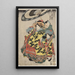 Les courtisanes Hanamurasaki et Koshikibu from the Tamaya house strolling in the rain - Utagawa Kunisada Toyokuni III — framed artwork on a wall